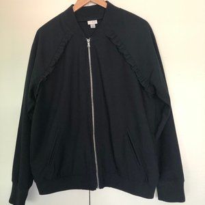 A NEW DAY Black Ruffle Bomber Jacket - M